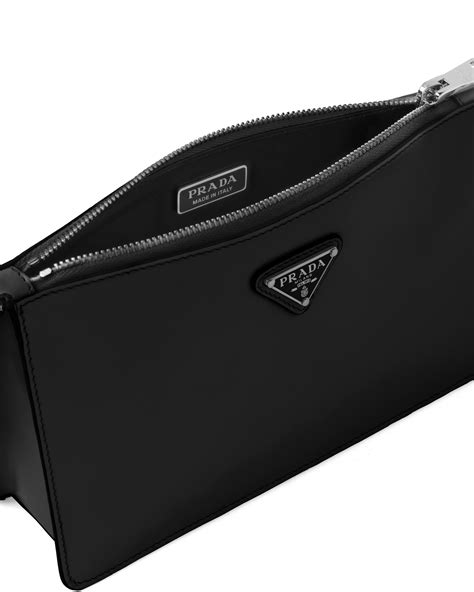 brushed leather mini-pouch prada|Black Brushed Leather Mini.